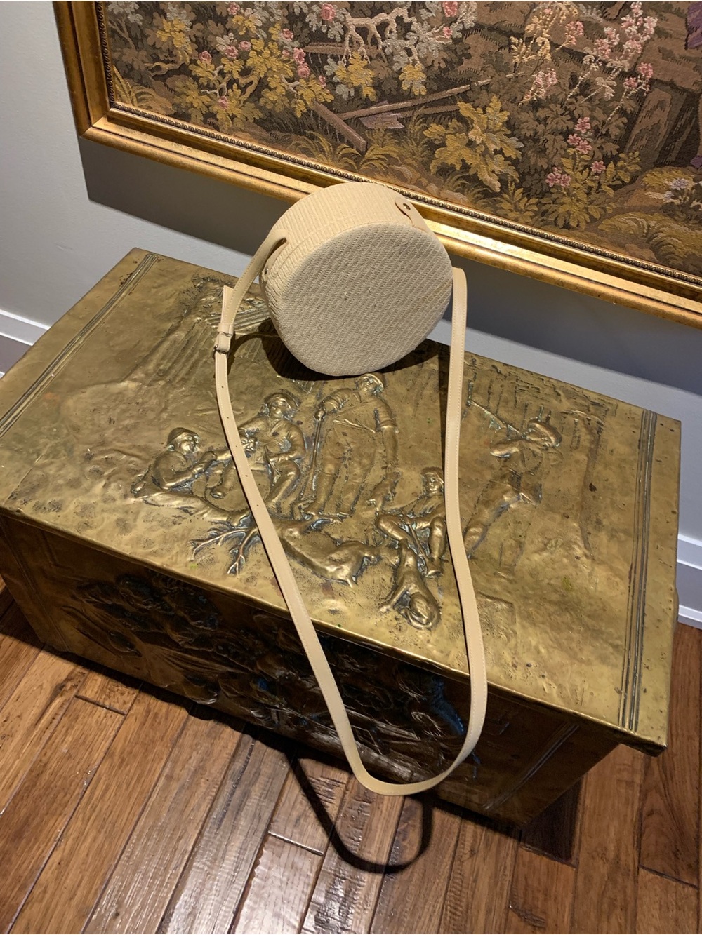 Round Crossbody Shoulder Bag in Beige - Elegant Neutral Accessory